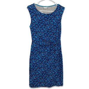 Boden Teal and Navy Patterned Midi Dress